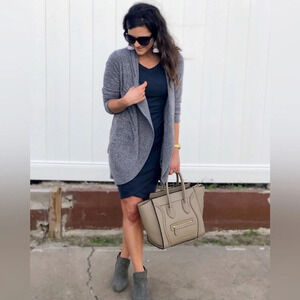 Barefoot Dreams Gray CozyChic Lite Knit Circle Cardi Cardigan Sweater Medium